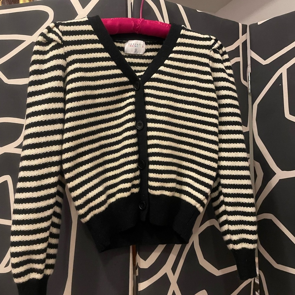 Black and white striped cardigan